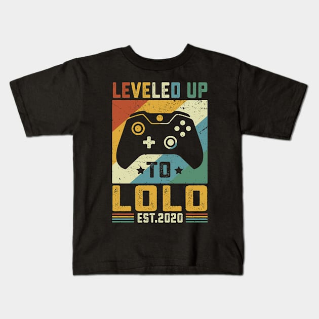 Vintage Leveled Up To Lolo Est.2020 Kids T-Shirt by wendieblackshear06515